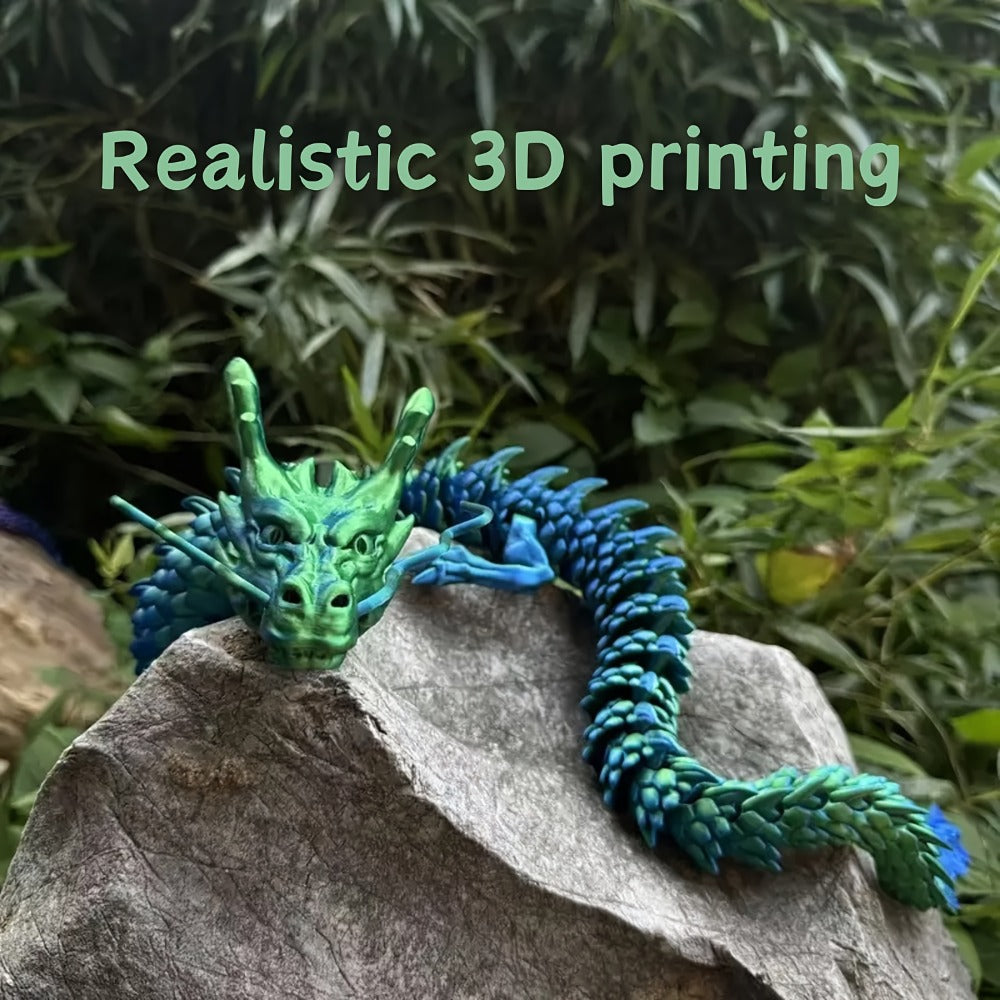 3D Printed Articulated Dragon Figurine 35.4¡± Giant Poseable Chinese Dragon Collectible Sculpture | Flexible Joints Fantasy Desk Decor for Home Office Car | Unique Gift for Dragon Collectors Mom Dad