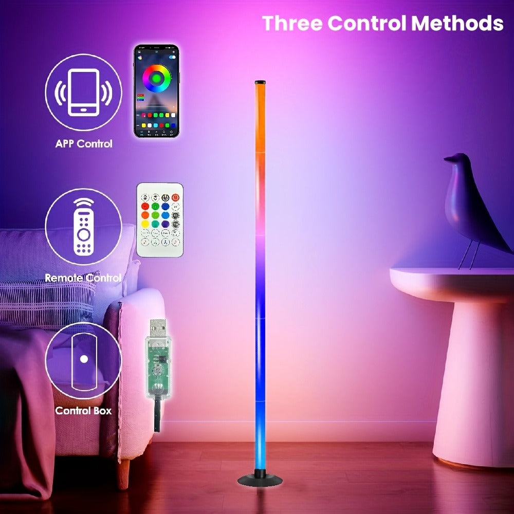 RGB Floor Lamp with Remote Control USB Powered | Color Changing LED Corner Lamp with Adjustable Brightness ¨C Modern Space-Themed Ambient Light for Living Room & Bedroom