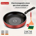 Nonstick Frying Pan with Lid 9.45 10.24 11.02 Inch Cast Iron Style Flat Bottom Skillet Stainless Steel Handle Smoke-Free Lightweight Cookware for All Stovetops Fried Eggs Steak Pancakes
