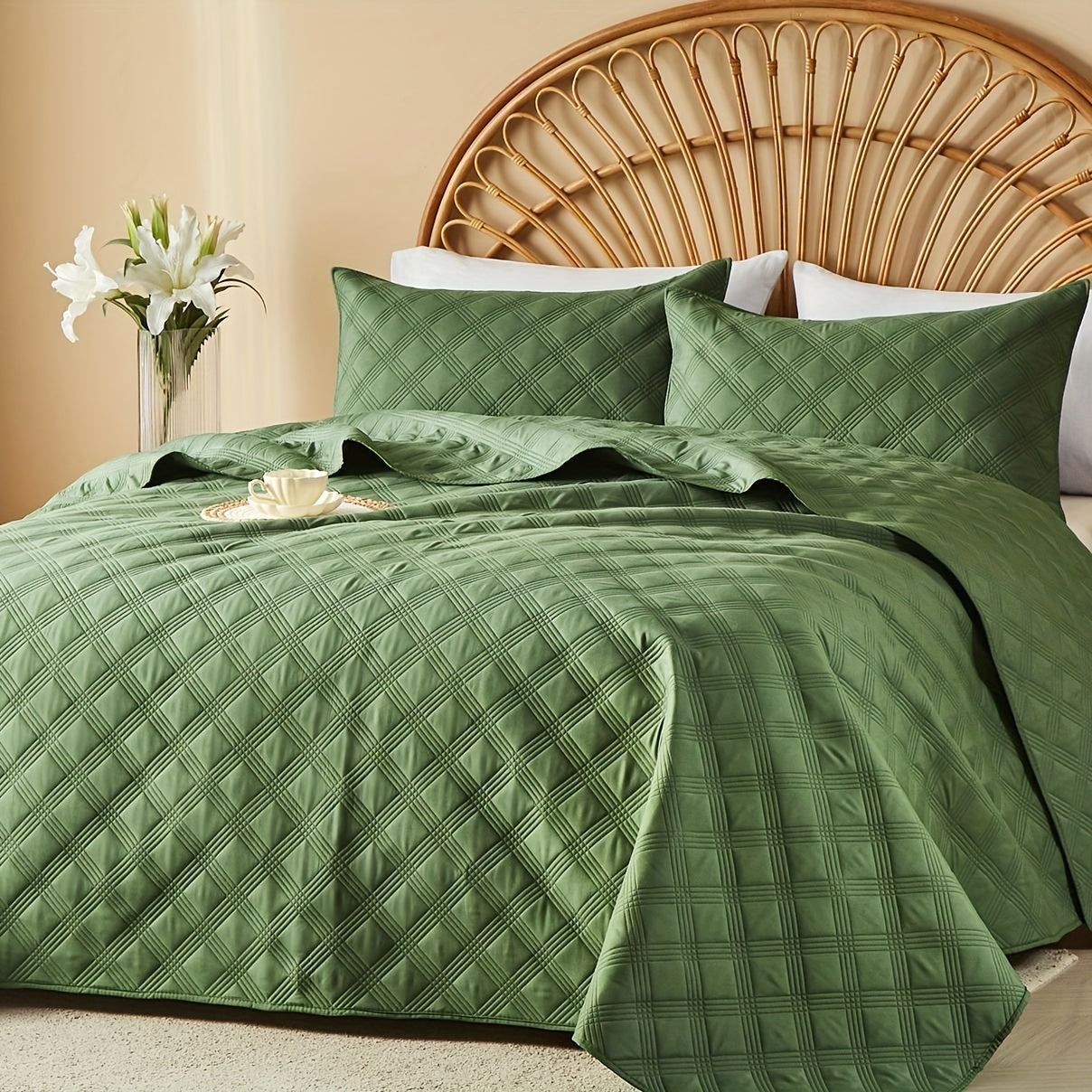 Quilt Set 2-3pcs ¨C Lightweight Microfiber Bedspread Coin Pattern Coverlet All Seasons Twin Full Queen King Cal King