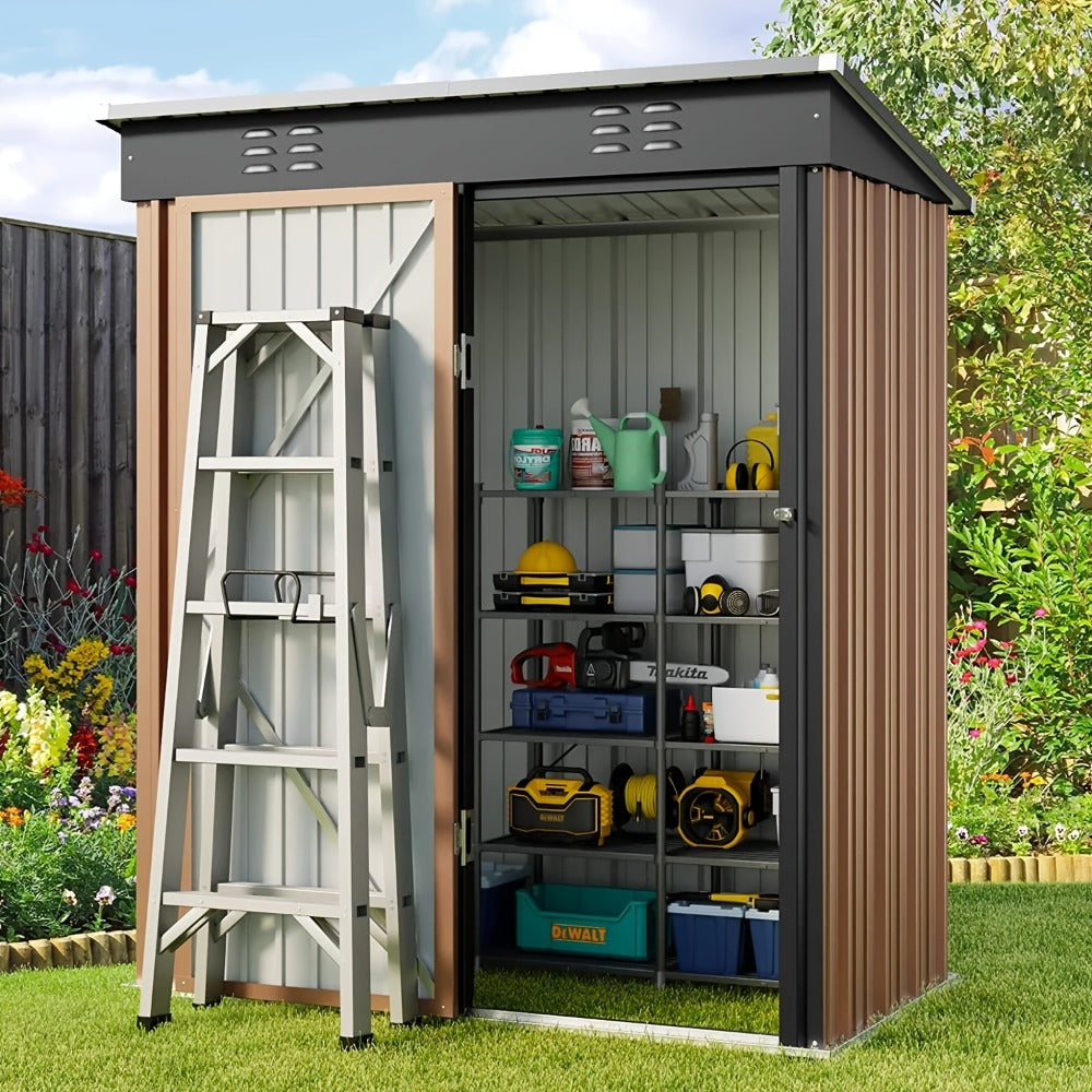 Outdoor Storage Shed 5x3ft Metal Garden Shed for Outside Tool Storage & Organization, Waterproof Backyard Storage House