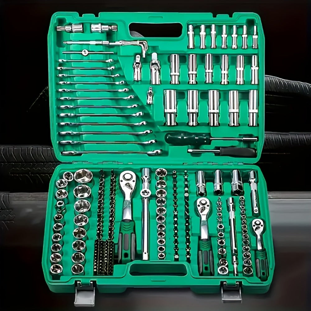 Professional Socket Wrench Tool Set 999 Piece 1/4 3/8 1/2 Drive Ratchet Set with S2 CR-V Sockets for Car Repair Bicycle and Mechanical Work