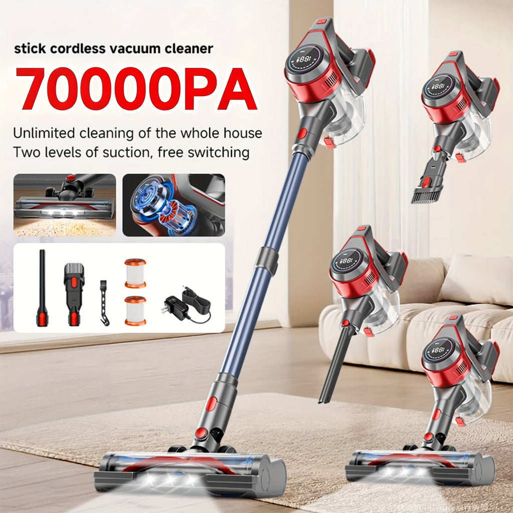 Cordless Stick Vacuum Cleaner 70KPa Brushless Motor 45-Min Runtime Lightweight for Pet Hair Carpet Hard Floor Dust with Cord & Cordless Modes