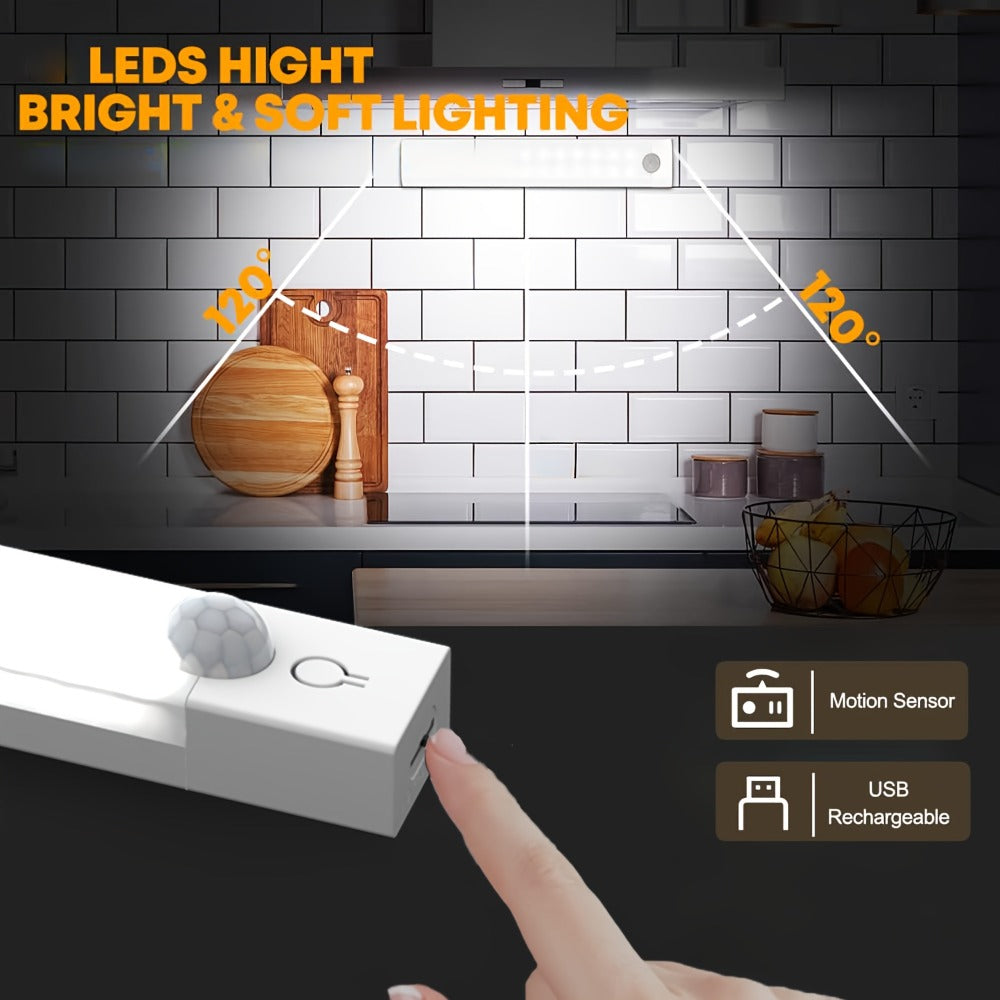 Motion Sensor Light 3 Pack USB Rechargeable LED Cabinet Light Dimmable 3 Color Temps Magnetic Base for Kitchen Closet Stairs Hallway Bedroom 7.87¡± 11.81¡±