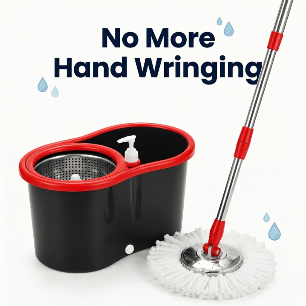 Spin Mop and Bucket Set 360¡ã with 4 Microfiber Mop Heads ¨C Wringer Bucket Floor Cleaning Kit for Hardwood Tile Laminate ¨C Spinning Mop System Home Kitchen