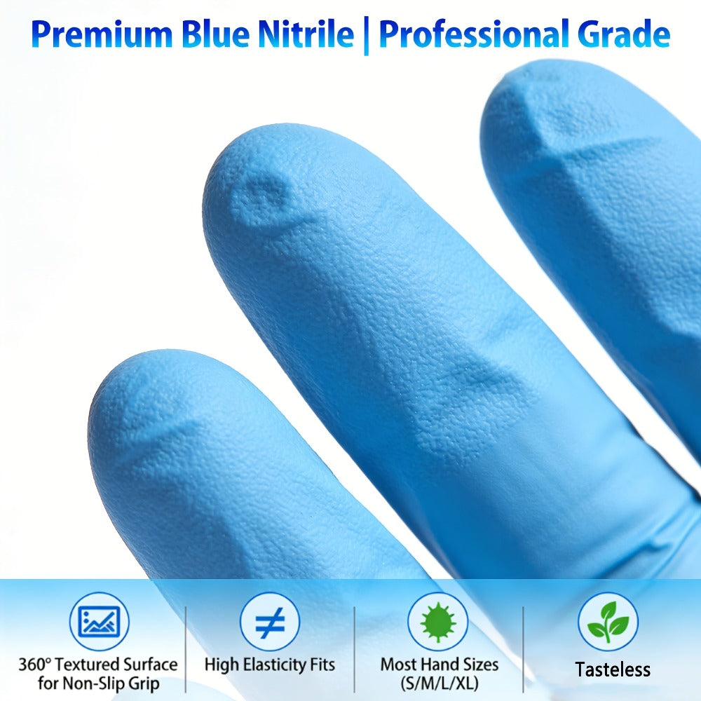 Nitrile Disposable Gloves 1000 Count (10 Boxes), 6.5 Mil Thickened Blue Nitrile Gloves, Latex-Free Powder-Free, Tear-Resistant, for Kitchen Cleaning, Food Handling, Hair Dyeing, Medical & Industrial Use
