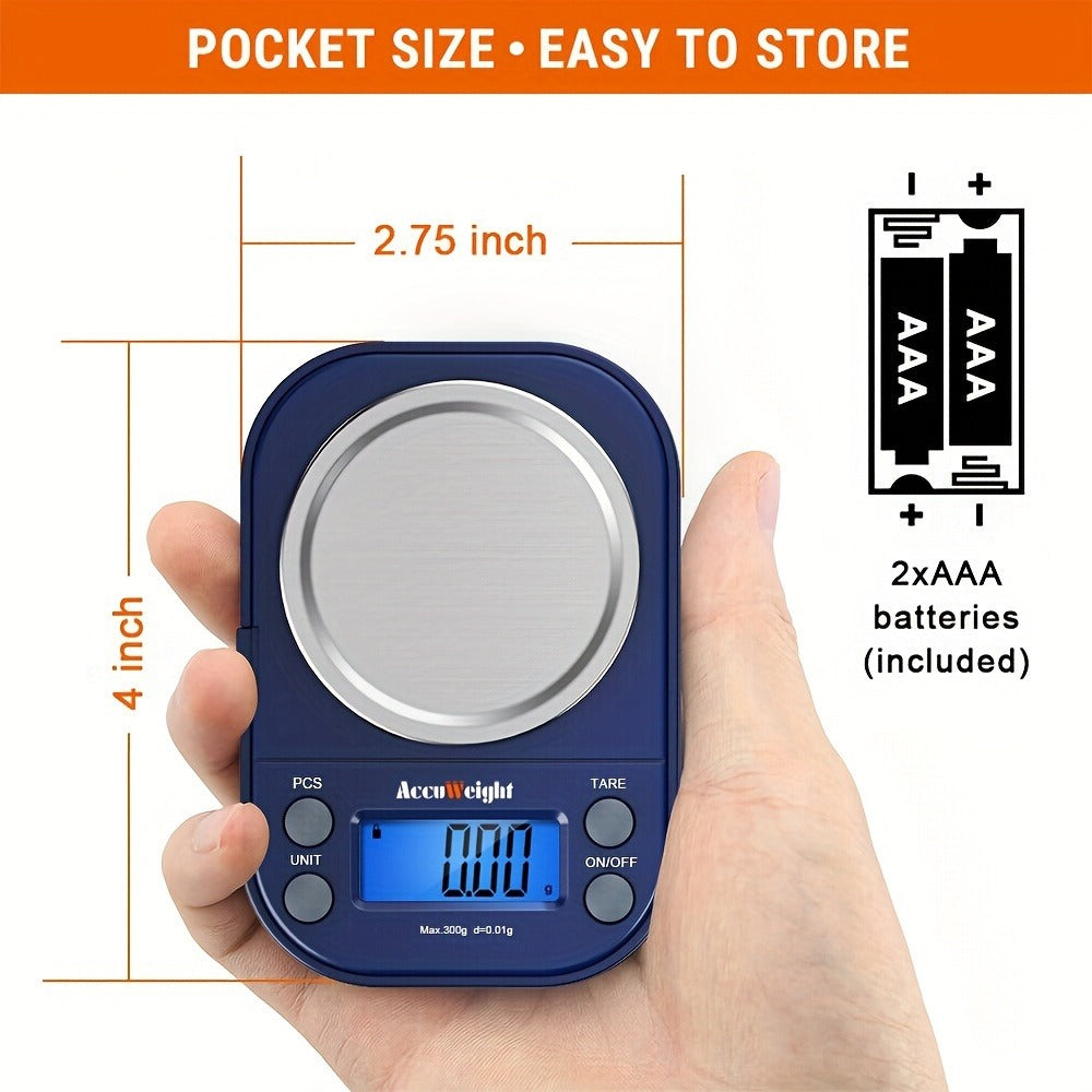 Digital Pocket Scale 300g 0.01g High Precision Jewelry Coffee Food Kitchen Scale with Tare Calibration