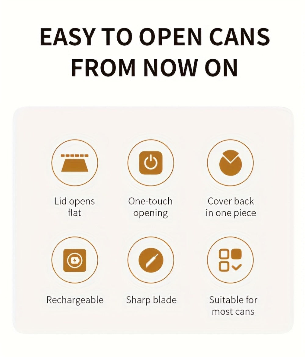 Electric Can Opener One-Touch Automatic ¨C USB Rechargeable, Smooth Edge Safety, Auto Power-Off, Cordless for Kitchen, Camping & Seniors