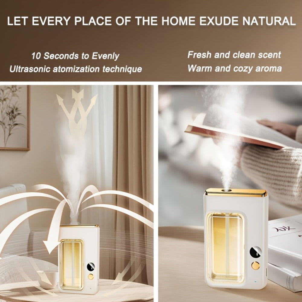 Essential Oil Aromatherapy Diffuser Set ¨C Mini Humidifier with 7 Spray Levels, 1/4/8 Hour Timer, 5.07oz Capacity, Room Decor Scent Diffuser with Hilton, Gardenia, Ocean & Shangri-La Oils