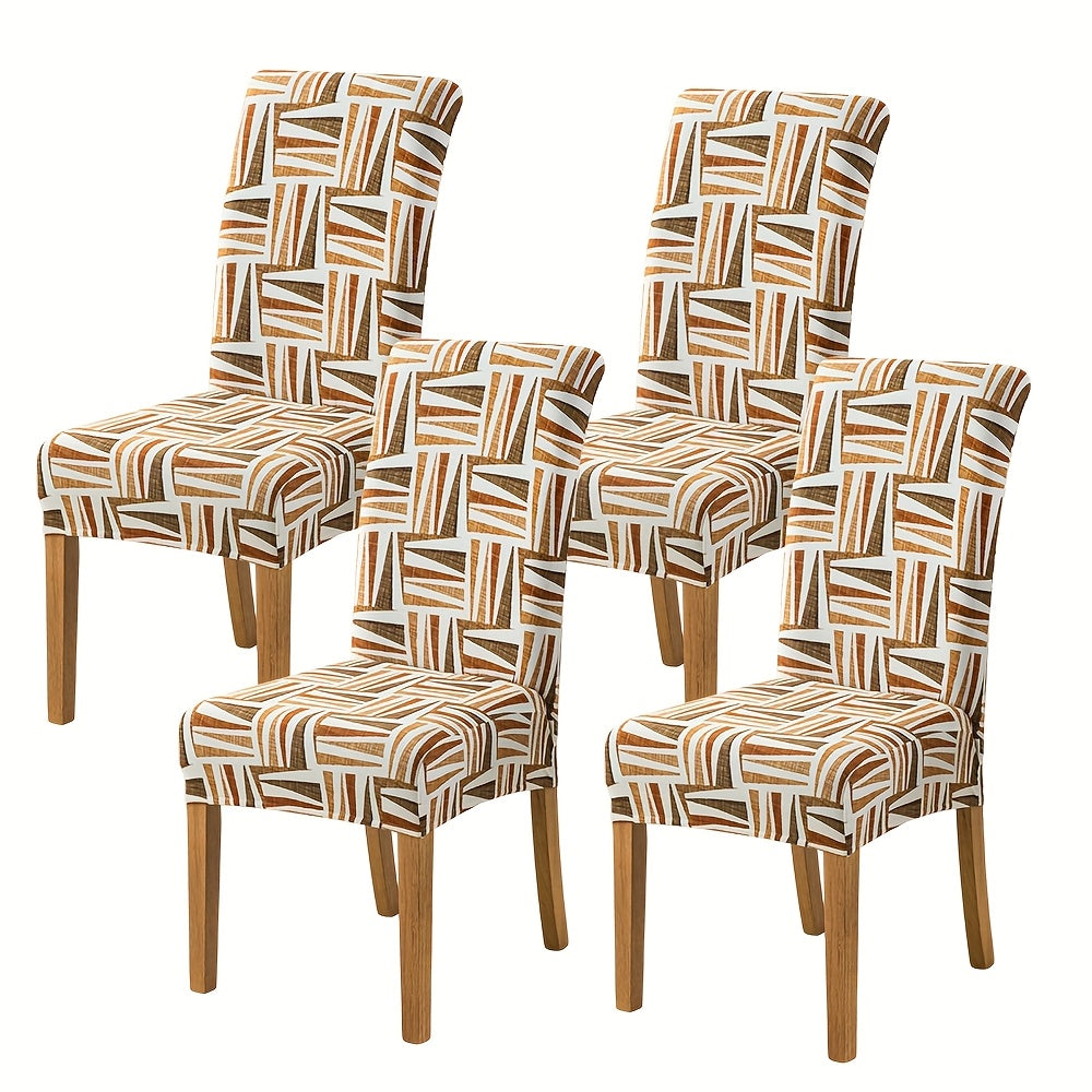 Dining Chair Covers Slipcovers Set of 4 or 6 - Spandex Stretch Milk Velvet Removable Washable Parsons Chair Protector | Anti-Slip Elastic Band | Multiple Prints | Kitchen Dining Room Hotel Ceremony