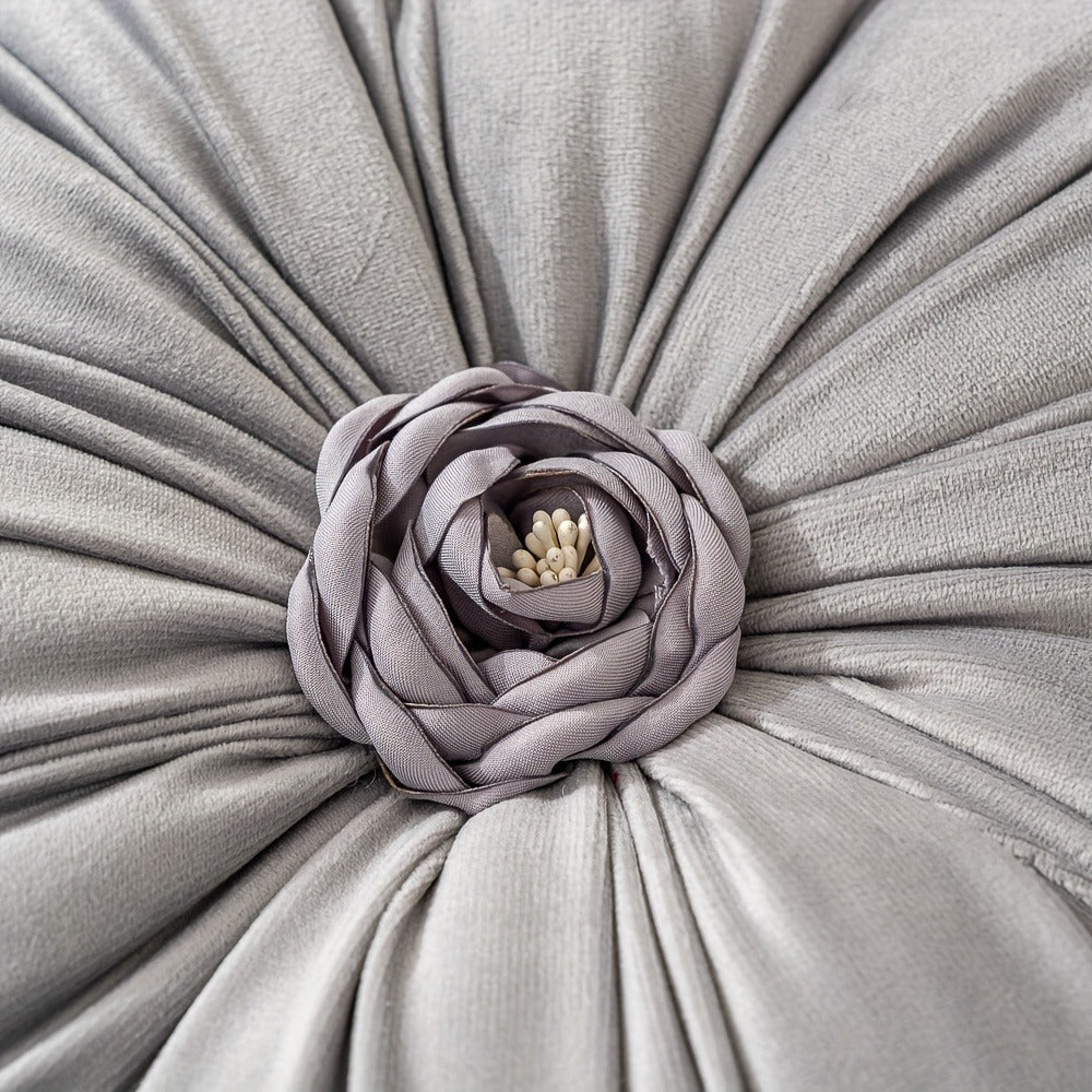 Round Flower Shaped Throw Pillow with Insert 16 Inch Soft Knit Decorative Cushion Machine Washable Zipper for Sofa Bed Car Home Decor 5 Colors