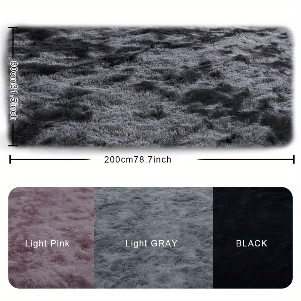 Tie-Dye Plush Fluffy Mat Absorbent Non-Slip ¨C Luxury Soft Bathroom Rug for Living Room & Bedroom, Modern Home Decor Floor Mat, 31.5x78.7 in ¨C Light Grey, Dark Gray, Light Pink, Black