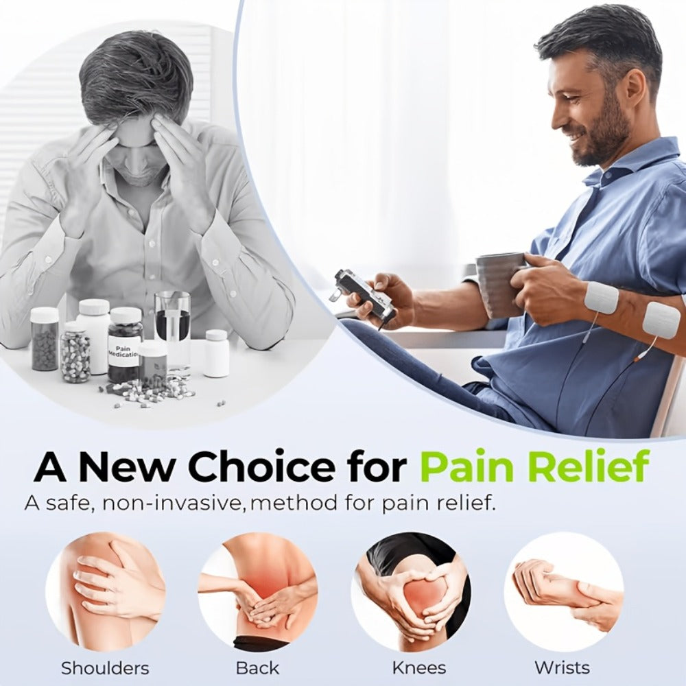 TENS EMS Unit Rechargeable Pain Relief Device, 20 Intensity Levels 48 Modes Electric Muscle Stimulator for Back Neck Shoulder Knee Wrist Pain, 8 Electrode Pads & Carry Case Included