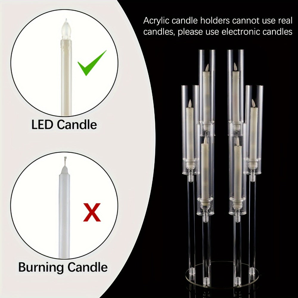 Acrylic Candelabra 6-Arm Candlestick Holder 26.8 Inch Clear Crystal Candle Holders Bulk for Wedding Table Centerpieces, Party Home Decoration, Valentine's Day Anniversary Christmas