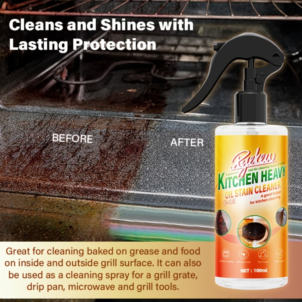 Kitchen Degreaser Spray 100ml (3.38oz), Heavy Duty Oven Cleaner & Grease Remover, Fume-Free Fast-Acting Formula for Stubborn Grease on Ovens, Stovetops, Pots, Pans, Cookware & Metal Surfaces