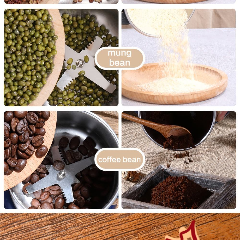 Electric Coffee Grinder with Stainless Steel Blade | 10-Second Fast Grinding | One-Button Control Spice Nut Bean Mill | Dry Food Processor for Coffee Beans Spices Grains Nuts
