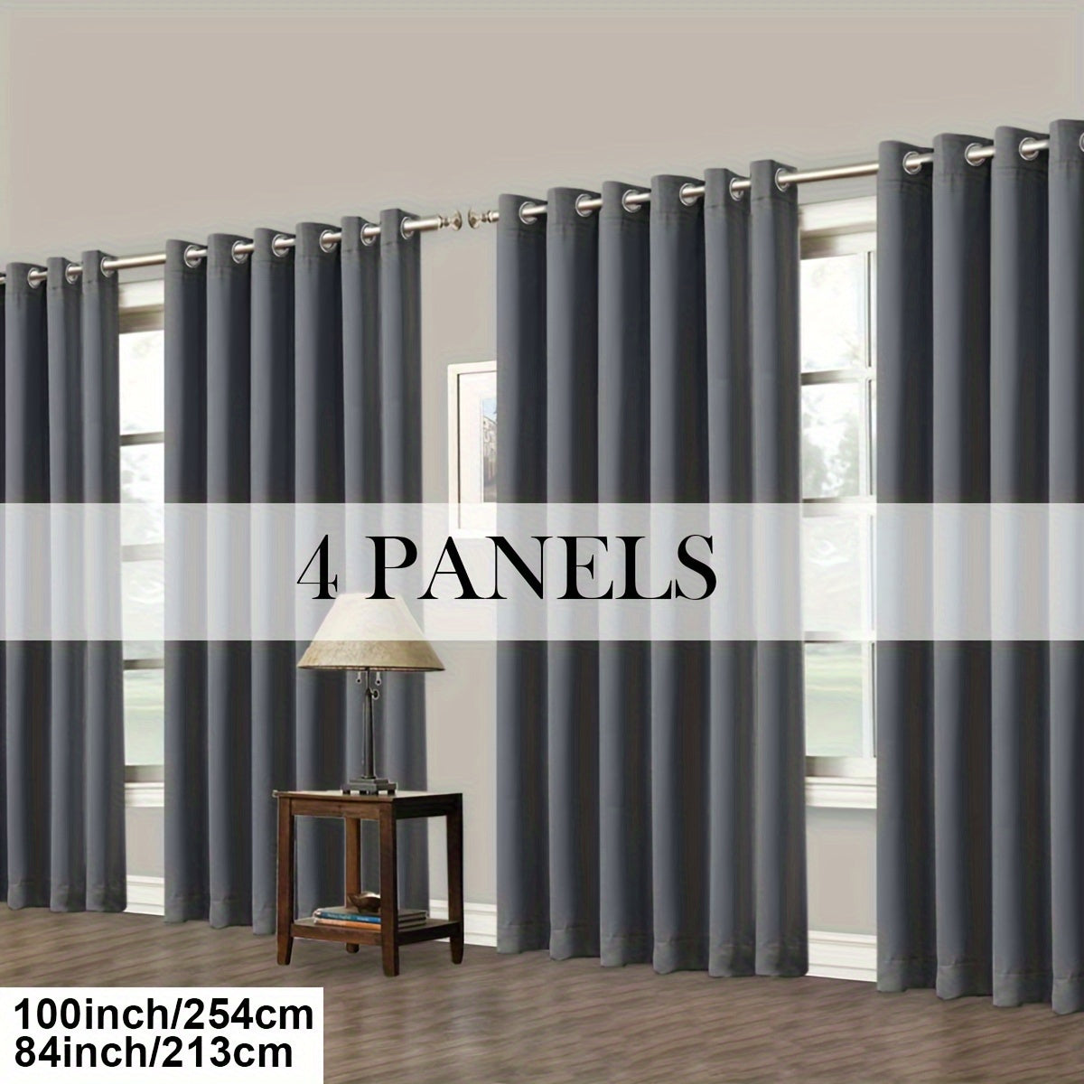 Blackout Curtains Grommet Top Room Darkening Window Drapes 4 Panels Set Living Room Bedroom