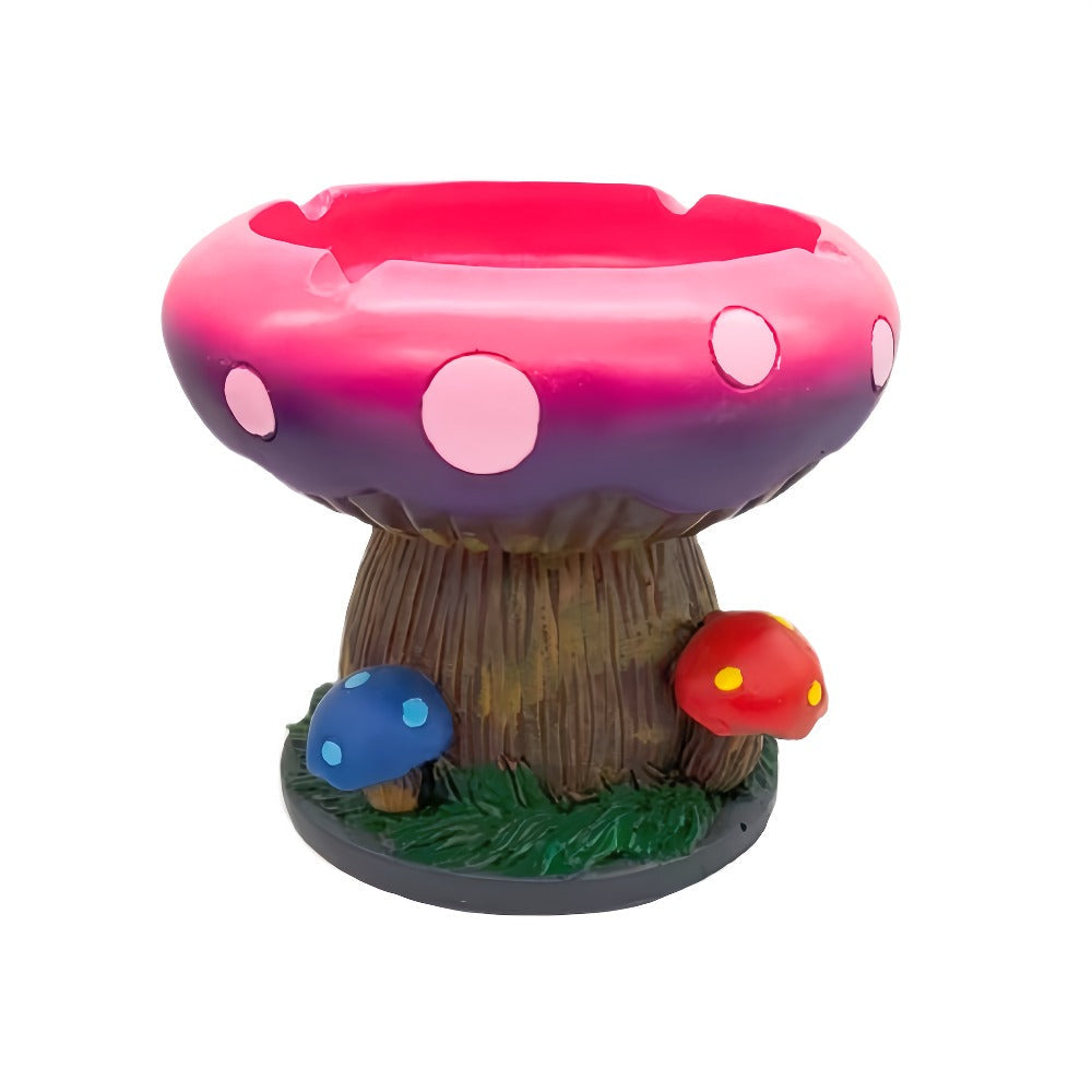 Mushroom Ashtray with Storage Compartment Whimsical Resin Mushroom Shaped Ashtray 5.3x4.5 Inch Purple Pink Cute Ashtray with Cigarette Butt Slot Funny Home Office Decor Unique Desk Accessory