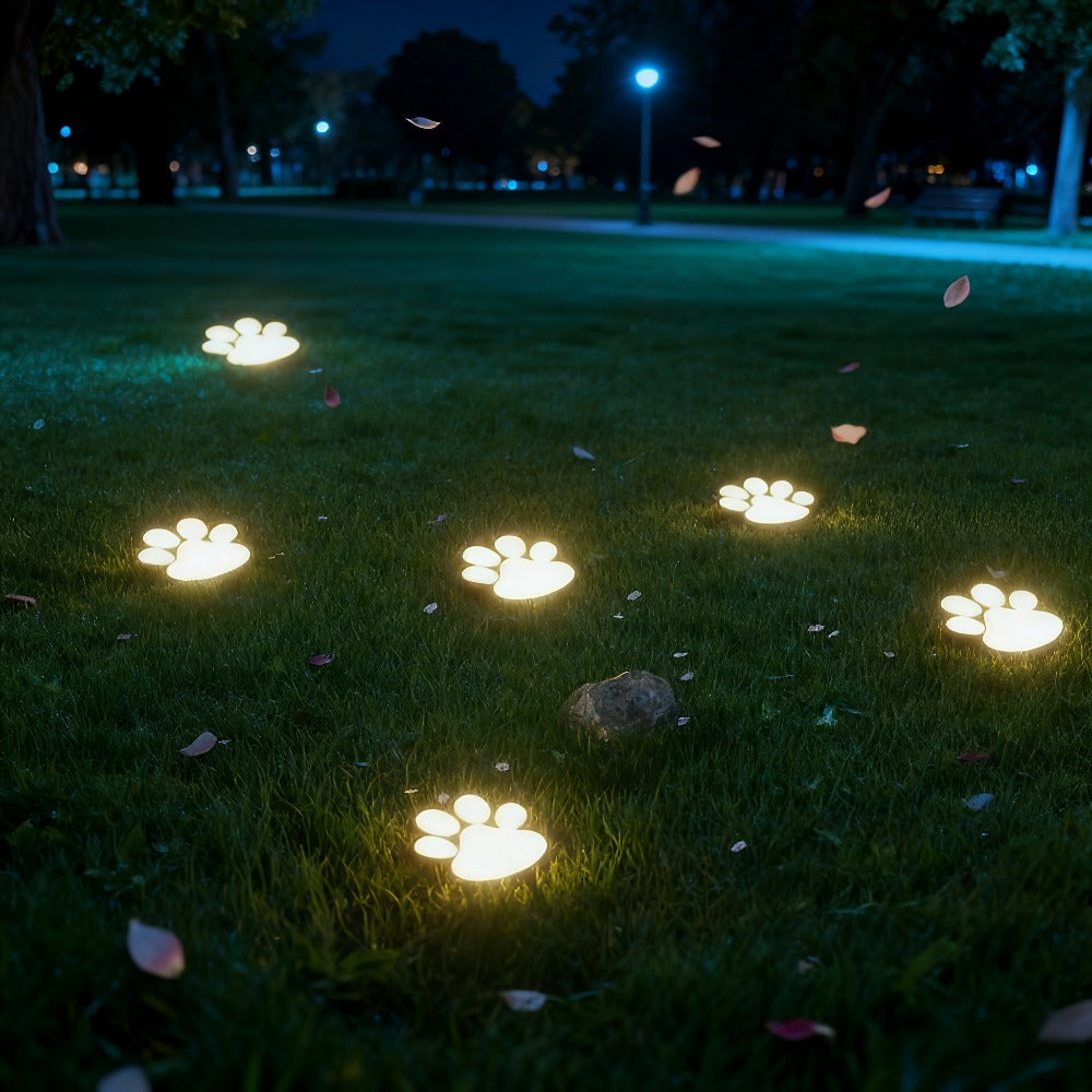 Solar Paw Print Garden Lights 2-Pack, LED Outdoor Path Lights IPX4 Waterproof, Lawn Terrace Yard Decor for Wedding Party Christmas Valentine