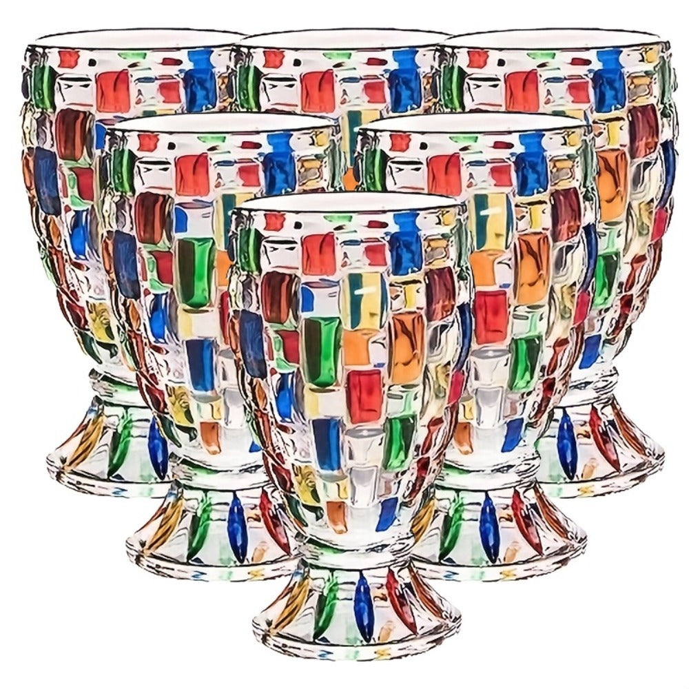 Colorful Geometric Rim Drinking Glasses Set ¨C Shatterproof Wine Glasses for Champagne, Iced Tea & Cocktails ¨C Dishwasher Safe ¨C Perfect Gift for Christmas, Valentine's Day & Parties ¨C 2pcs or 6pcs