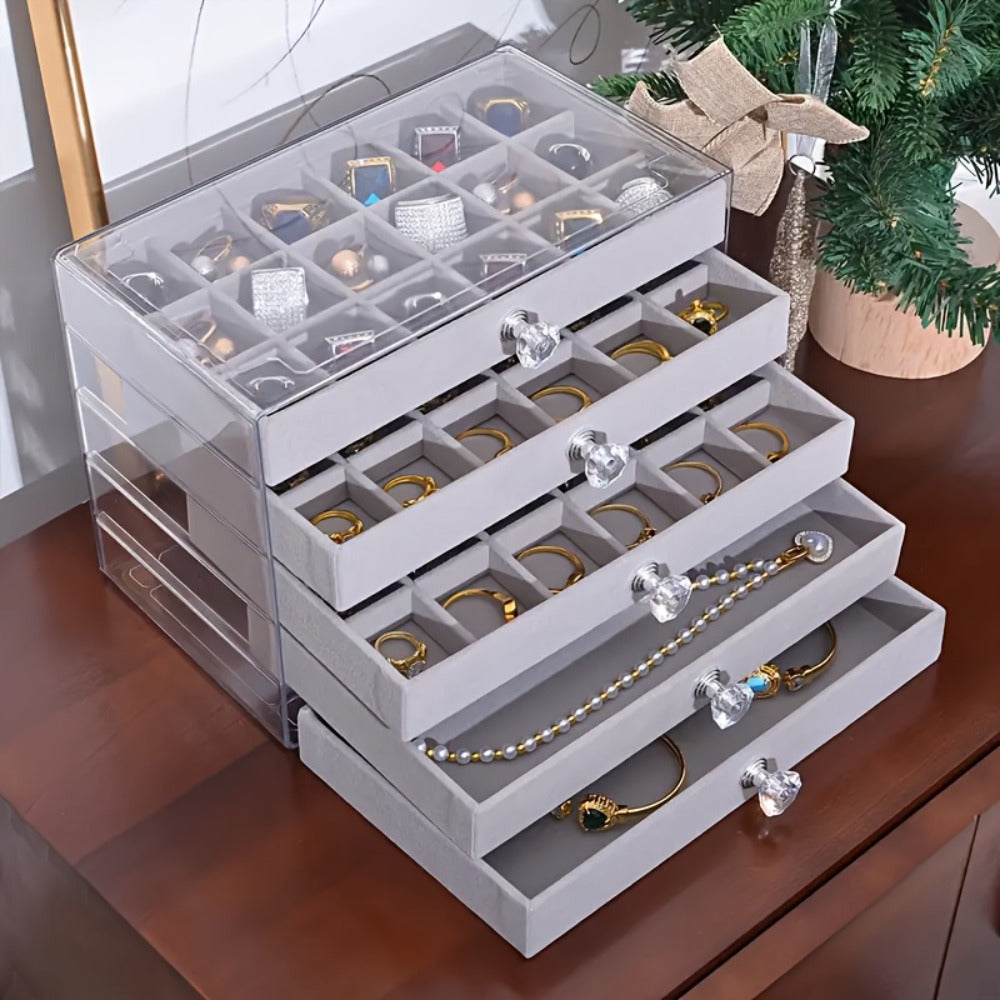 5-Tier Jewelry Box Organizer with Drawer Luxury Glam Storage