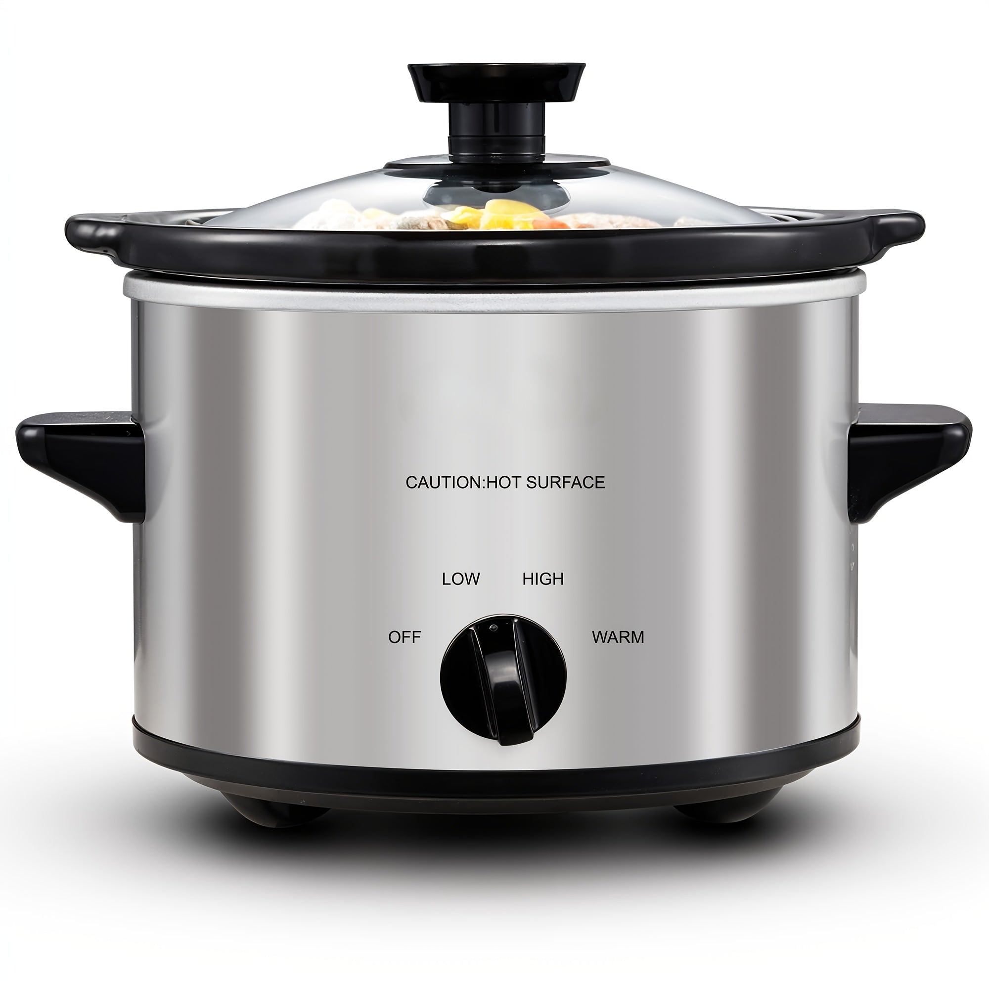Mini Slow Cooker 1.5QT & 2.0QT with Adjustable Temperature Ceramic Crock & Dishwasher Safe Glass Lid ¨C Small Slow Cooker for Sauces Dips Soups Stews, Stainless Steel & Black