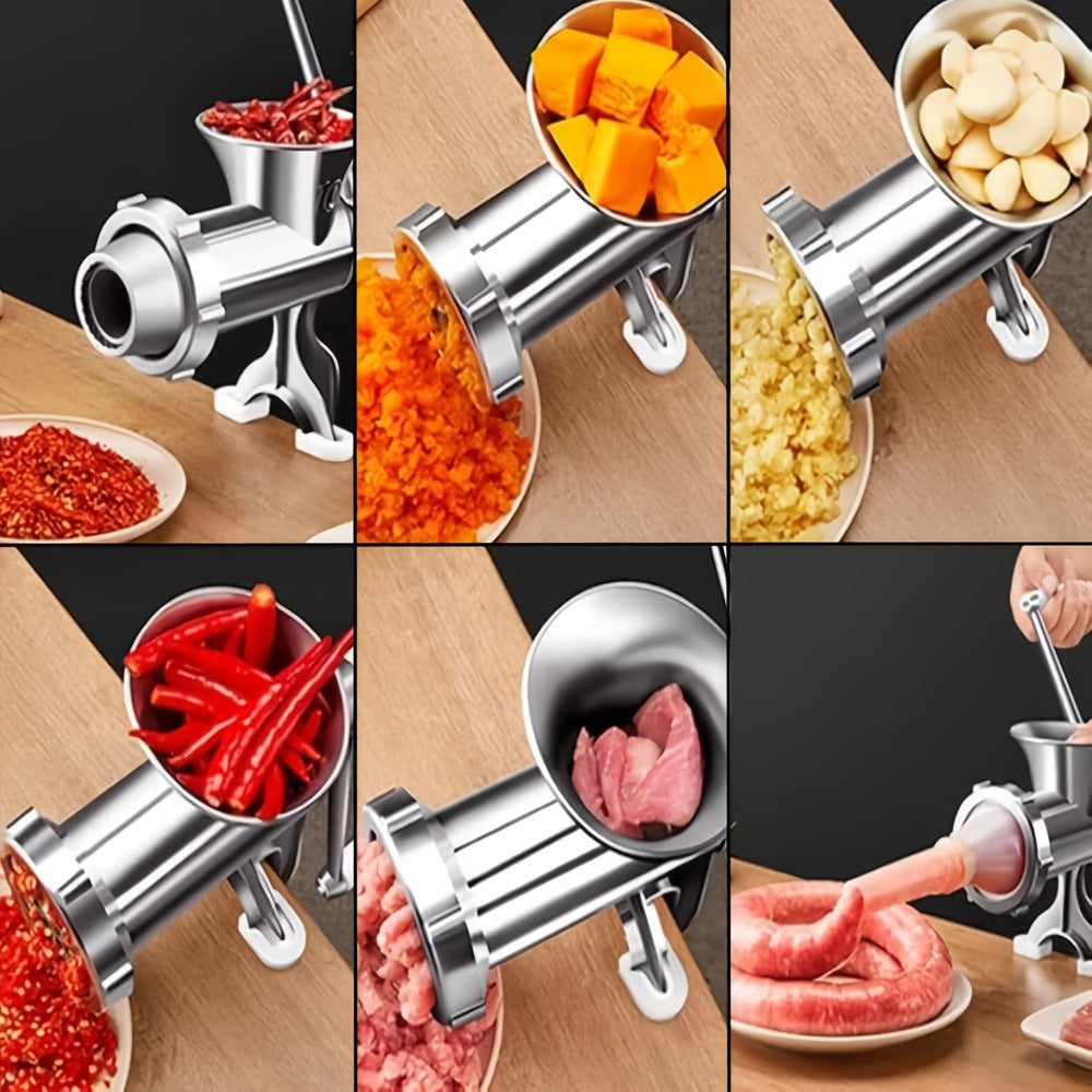 Manual Meat Grinder Hand Crank - Stainless Steel Heavy Duty Mincer & Sausage Maker for Home Kitchen, Hand Operated Food Grinder for Chopping Mixing Cutting, Versatile Kitchen Tool Great Gift Idea