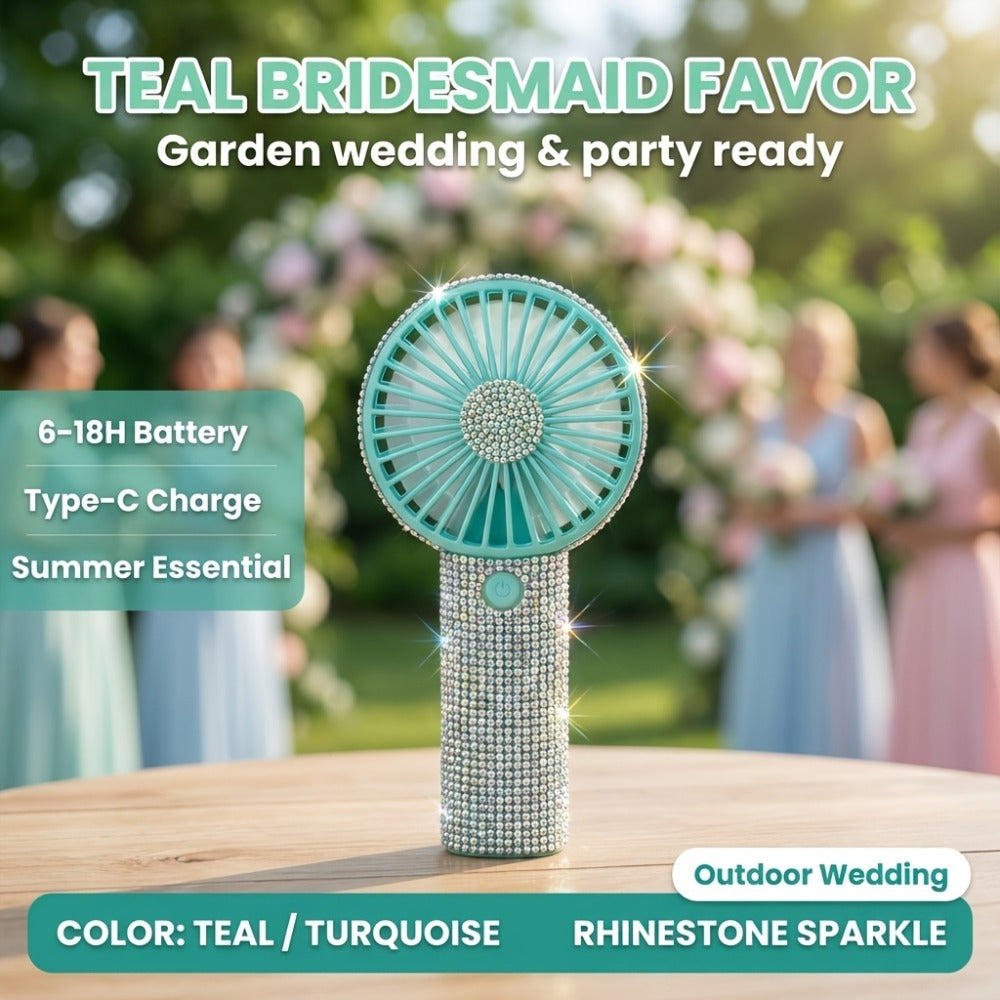 Mini Handheld Fan USB Rechargeable, Diamond-Style Portable Personal Fan with Long Battery Life, Compact Small Fan for Travel, Outdoor, Desk, Wedding, Valentine's Day and Mother's Day Gift