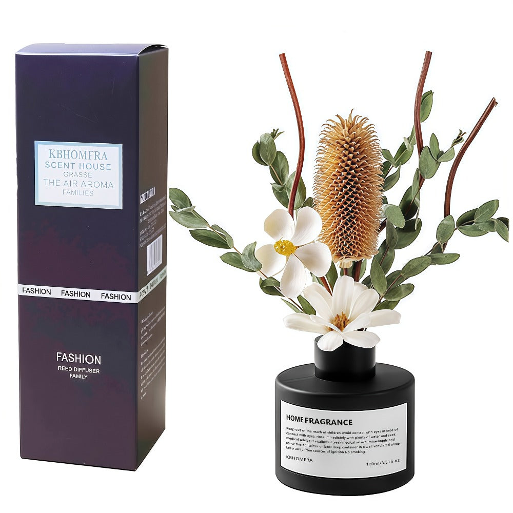 Reed Diffuser Set with Dried Flowers ¨C Jasmine, Cedar, Sandalwood & Gardenia Scents, 120ml 90-Day Long-Lasting Home Fragrance
