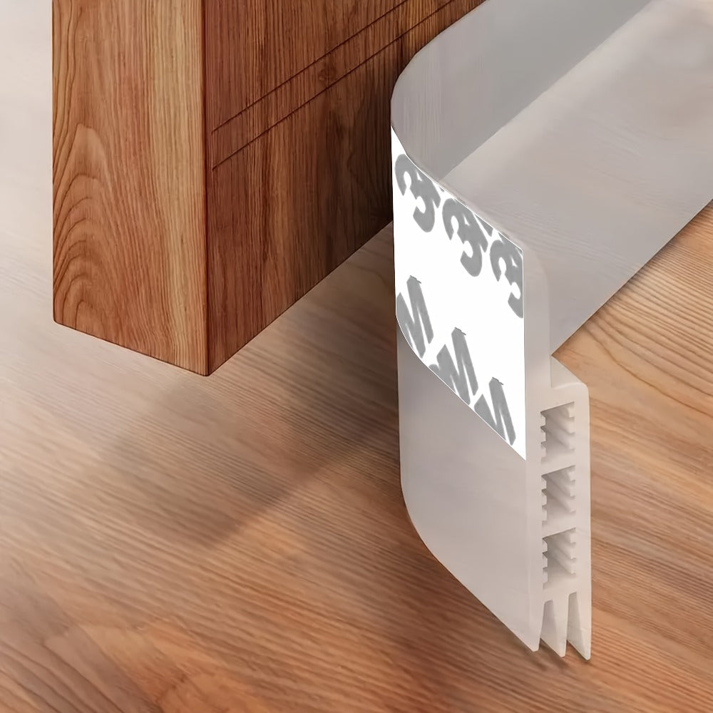 Door Draft Stopper Silicone Under Door Sweep Weather Stripping 39 Inch Strong Adhesive 3-Layer Sound Insulation Noise Blocker Energy Saving Seal for Indoor Outdoor Doors White Black Brown Transparent