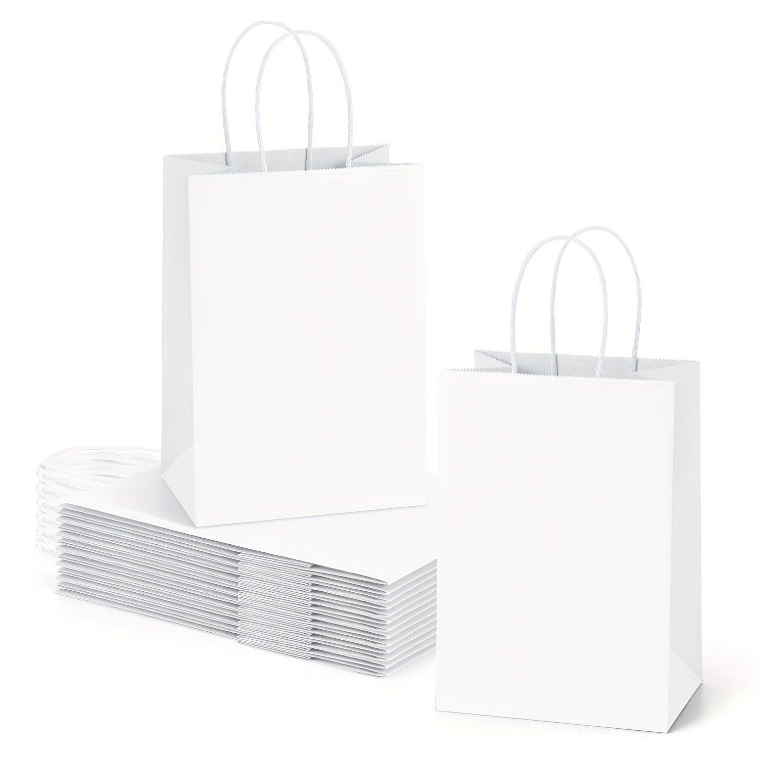 Kraft Paper Gift Bags 100 Pack with Handles | 4.25x2.85x7.85 Inch Small Shopping Bags for Retail, Wedding, Birthday, Party Favor, Coffee, Boutique | Brown, Black, White | Bulk Gift Wrap Bags