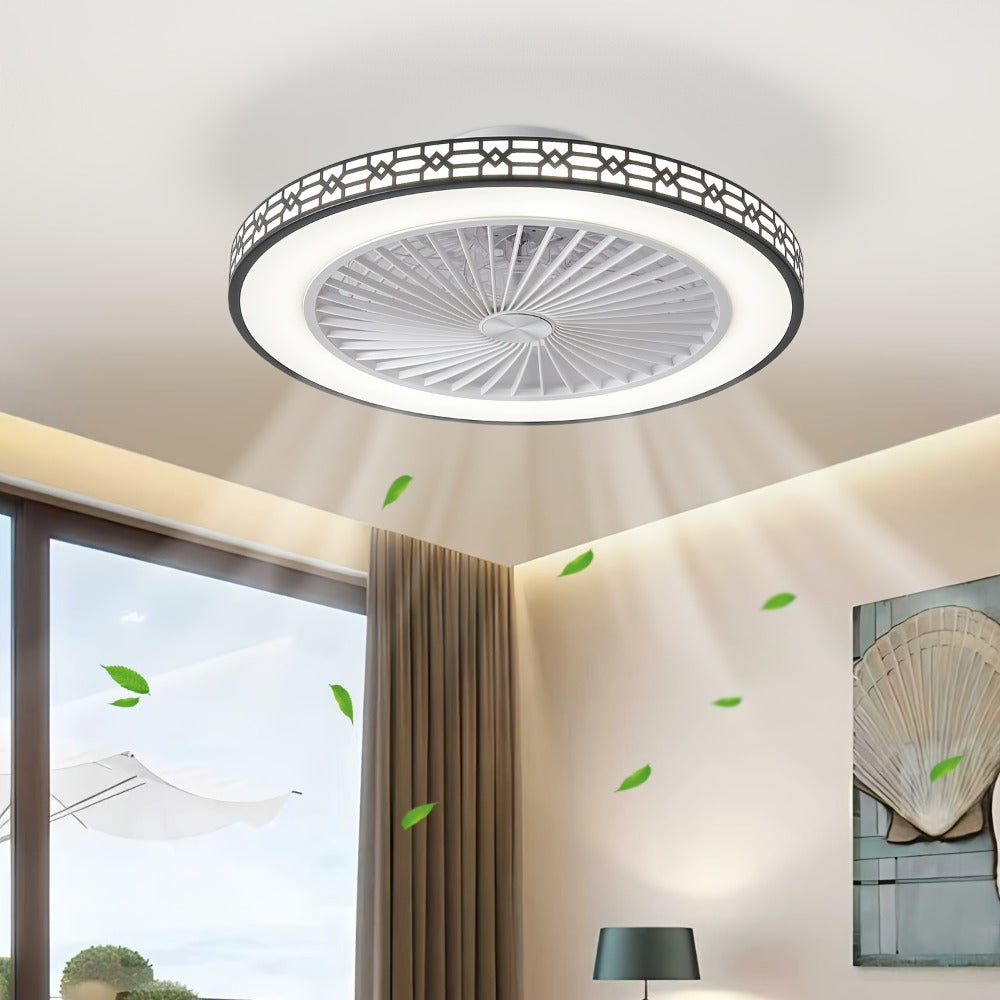 LED Ceiling Fan with Light 20 Inch Modern Flush Mount Adjustable Color Temperature 3000K to 6500K Reversible Airflow for Bedroom Office Study Indoor Spaces