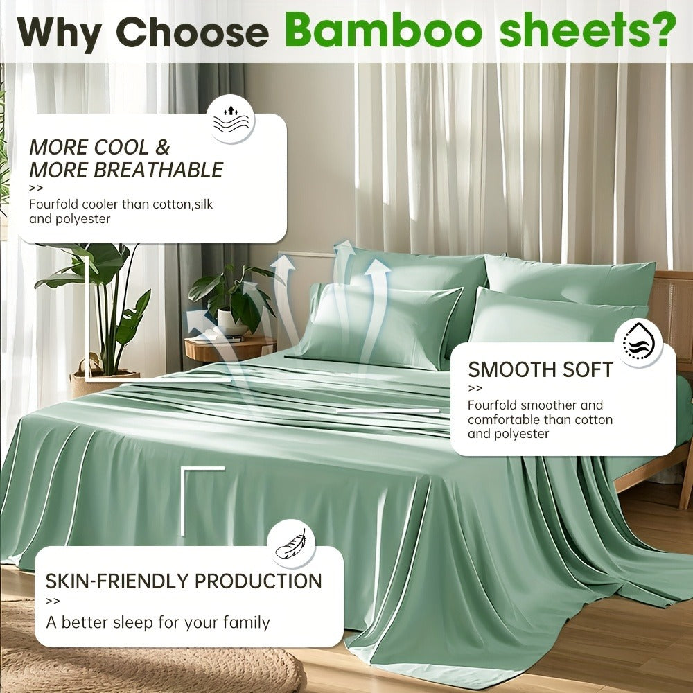 Fitted Sheet Set Cooling Deep Pocket - 2000TC Soft Microfiber Bed Sheet, Shrink Fade Wrinkle Resistant, 11 Colors 4 Sizes