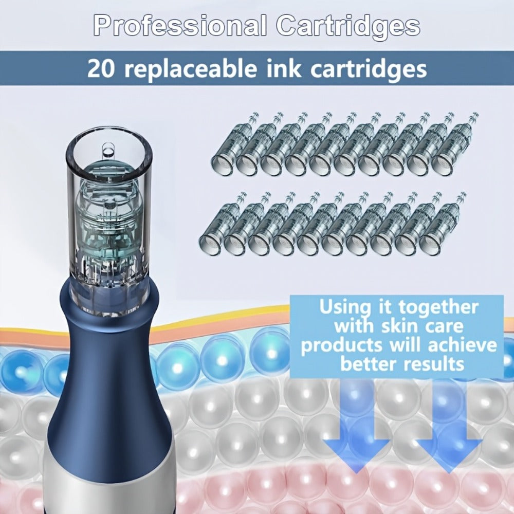 Electric Derma Pen Microneedling Device ¨C Professional 6-Speed Wireless Adjustable Dermapen with 20pcs Replacement Cartridges, Anti-Aging Skin Rejuvenation Microneedle Pen for Face & Body, Gift for Women