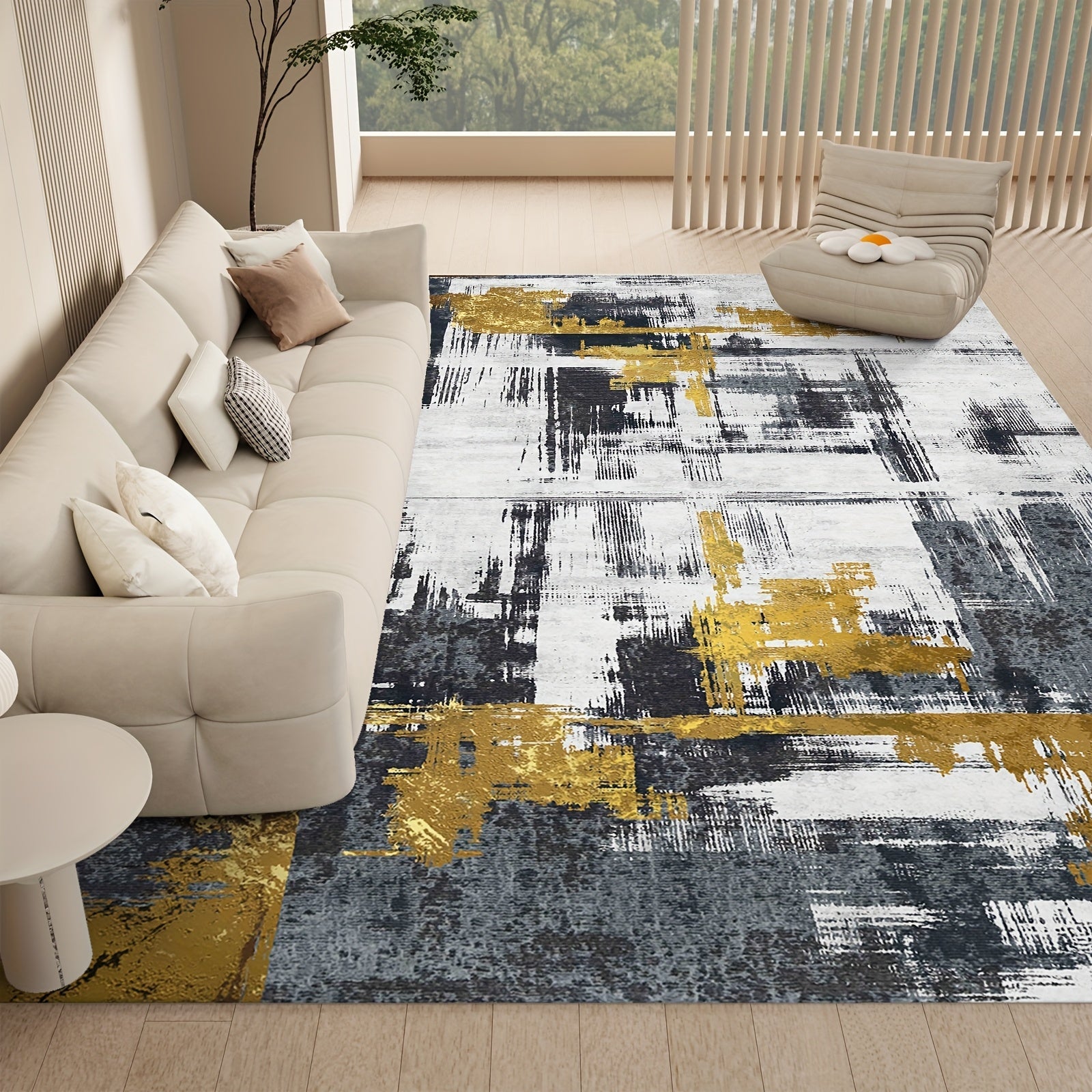 Area Rug Boho Vintage Washable Non-Slip Rug for Living Room Bedroom Traditional Woven Carpet Home Decor