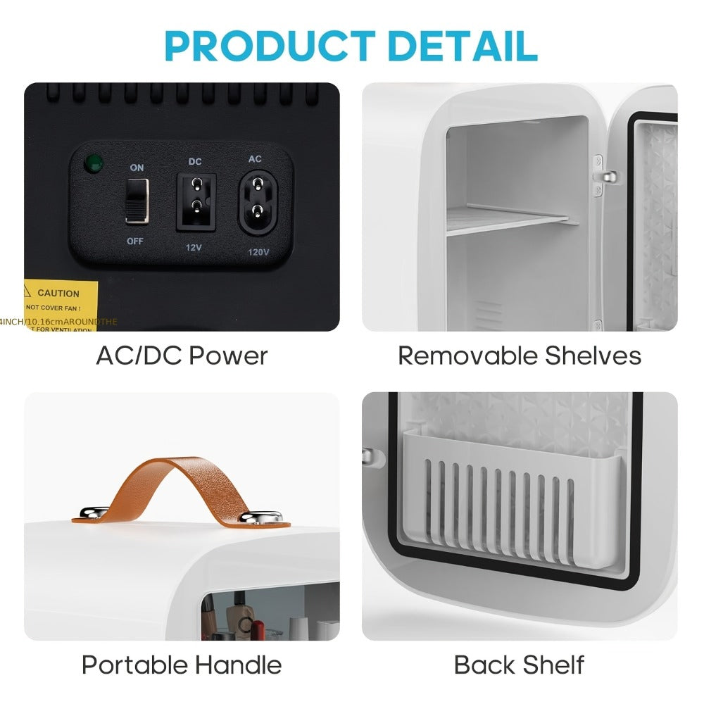 Mini Car Refrigerator, 4 Liter Compact Cooler & Warmer with 120V AC & 12V DC ¨C Portable Mini Fridge for Car, Travel, Outdoor, Bedroom and Home Use, Available in Red and White