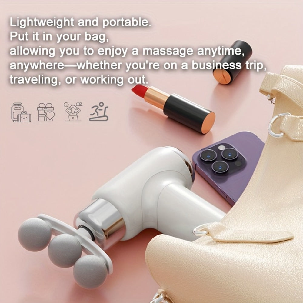 Massage Gun USB Rechargeable Handheld Percussion Massager | 9 Interchangeable Heads Deep Tissue Electric Body Massager | Cordless Muscle Recovery Tool for Men Women Athletes Gym Home Office Travel