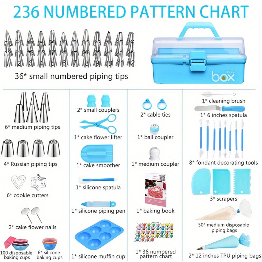 386 Pcs Cake Decorating Baking Set with Piping Nozzles & Frosting Tips ¨C Complete Beginner Baking Tool Kit with Floral Nozzles, Pastry Tips & Decorating Tools