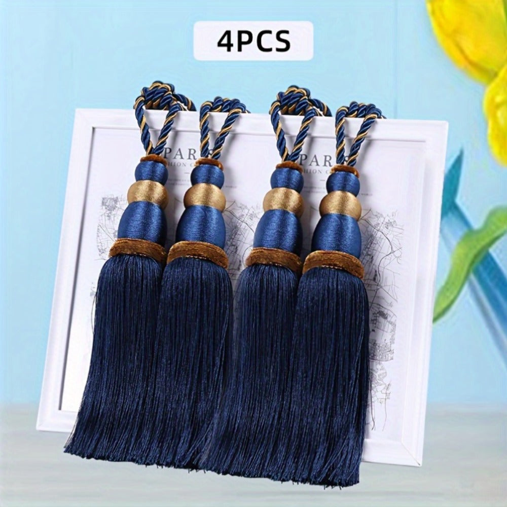 Curtain Tiebacks with Ball Tassels 4-Pack Silk Rope Curtain Ties Decorative Holdbacks for Window Dressing Home Decor