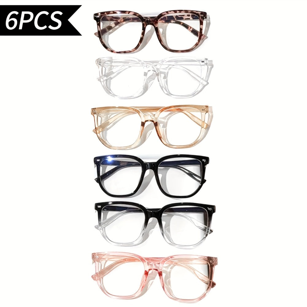 Blue Light Blocking Glasses 6 Pairs Anti Eye Strain Computer Gaming TV Phone Screen Readers Unisex Men Women UV Filter Eyewear Value Pack