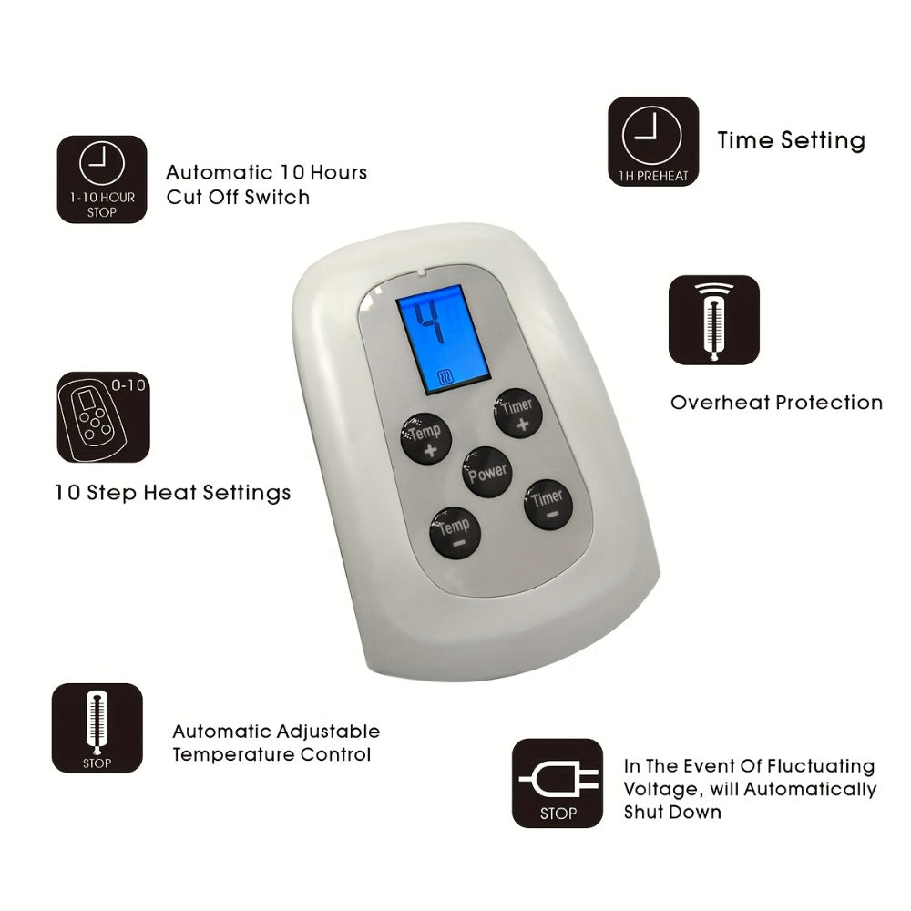 Dual Control Electric Heated Blanket with 10 Heat Levels - 10-Hour Auto Shutoff, Overheat Protection, Fast Heating, Soft Flannel, Machine Washable, 4 Sizes & 4 Colors, Bedroom Gift Blanket