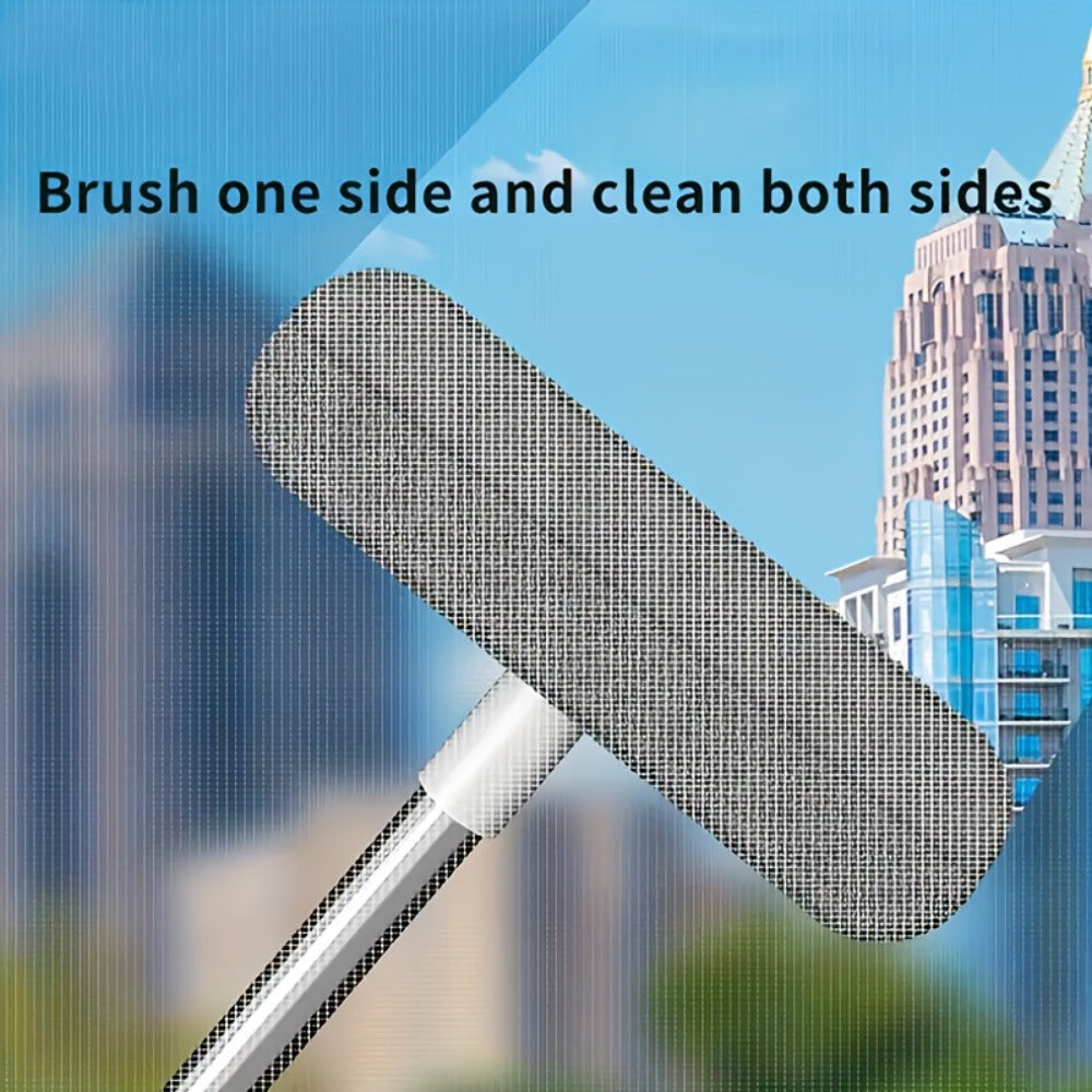 Window Cleaning Brush with Telescopic Handle and Holder - Magic Multi-Surface Door & Window Cleaner Tool, Pet Hair Remover, Household Cleaning Supplies for Home, Car, Glass, Screen & Blinds