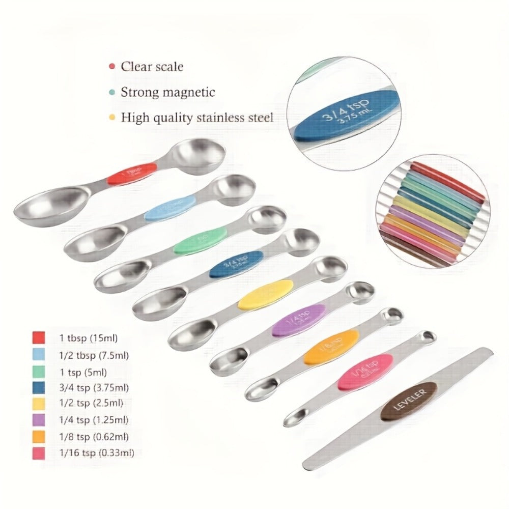 Measuring Cups and Spoons Set Stainless Steel, 8 or 17-Piece Stackable Baking Measuring Cup Set with Soft Handle for Wet and Dry Ingredients, Kitchen Baking Accessories, Black or Colorful