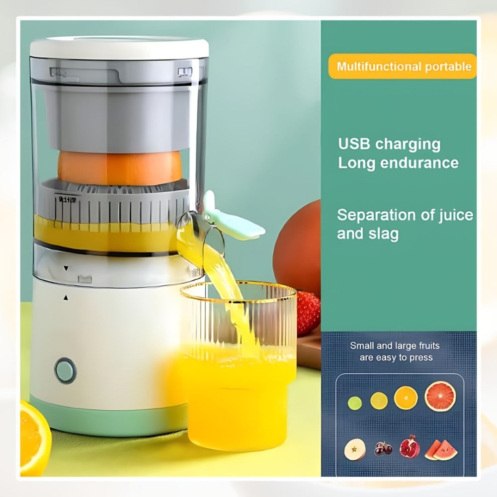 Rechargeable USB Electric Citrus Juicer Portable Citrus Press for Oranges Lemons Grapefruit Kiwi Removable Parts Pulp Separation Compact Juice Maker for Travel Home Green