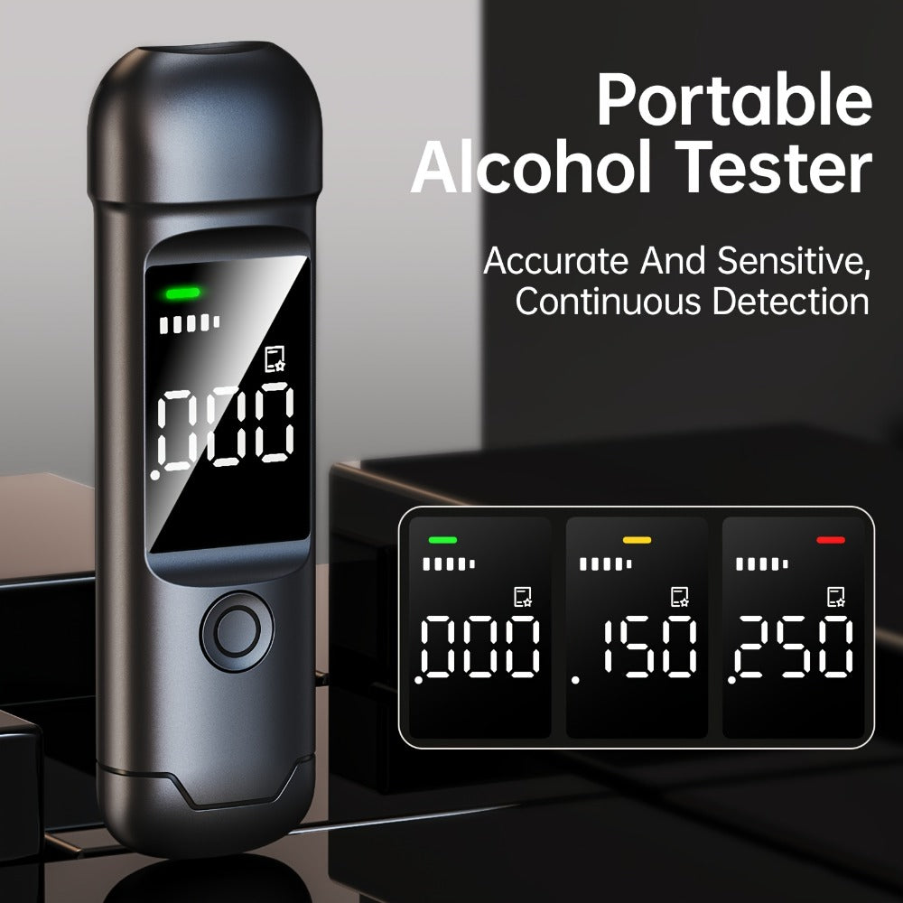 USB Rechargeable Breathalyzer with LCD Display ¨C Portable Personal Alcohol Tester, 200mAh Battery, Multi-Person Continuous Testing, Safe Driving Breath Analyzer