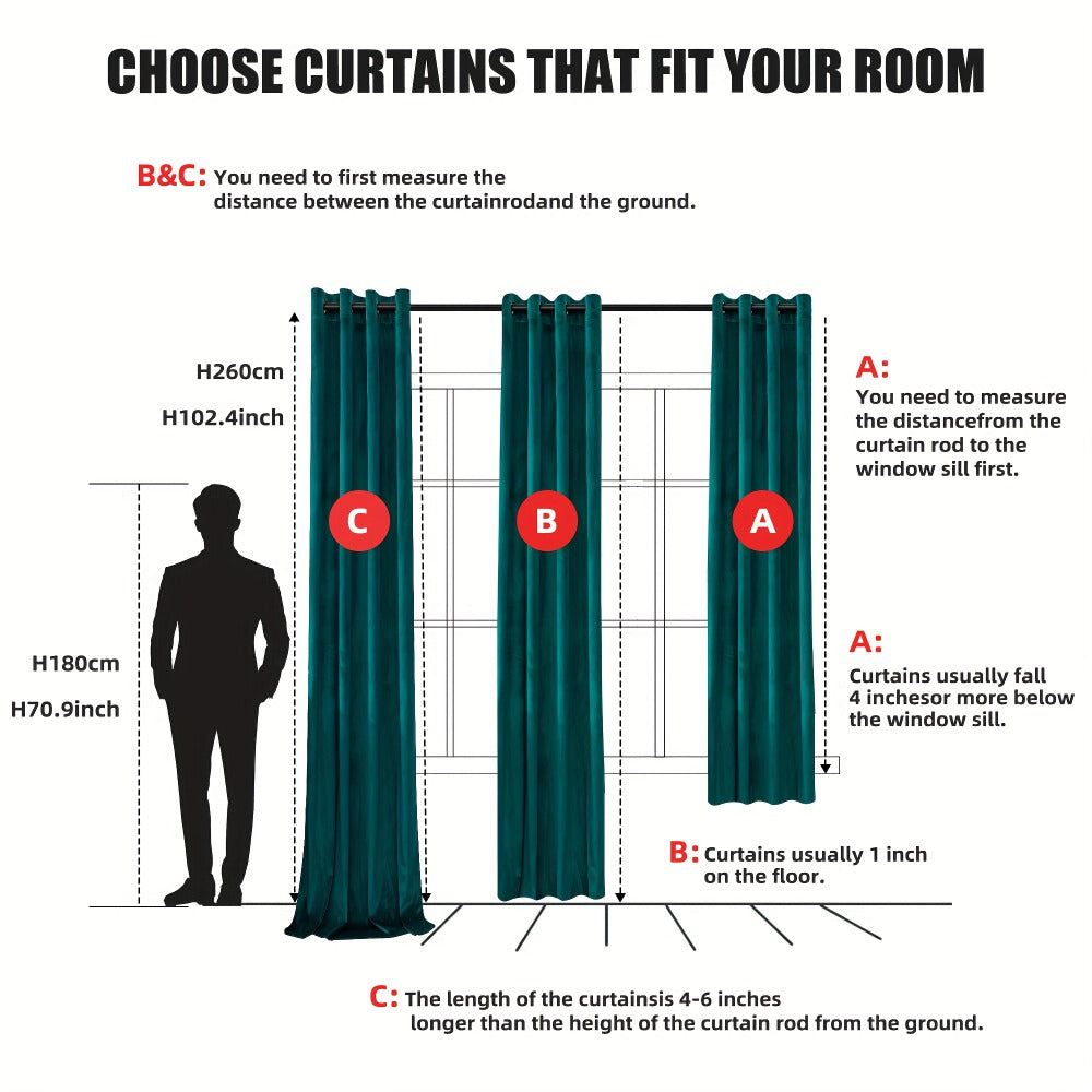 Velvet Room Darkening Curtains 2 Panels | Grommet Top Thermal Insulated Soundproof Blackout Curtains for Living Room Bedroom, Soft Solid Color Vintage Window Drapes