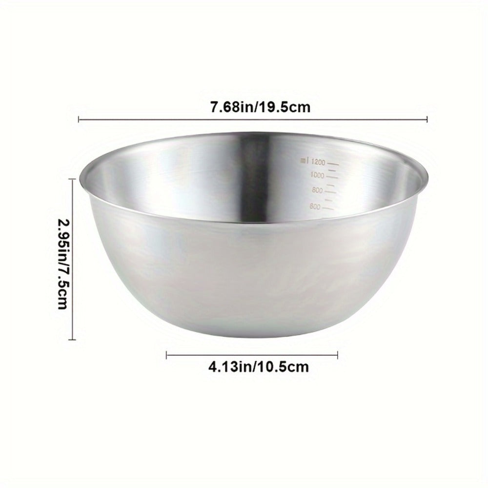 Stainless Steel Mixing Bowl Set 3-Piece with Measuring Marks ¨C Small Medium Large Nesting Bowls for Cooking, Baking & Food Prep, Durable 304 Stainless Steel Salad Bowl Set for Kitchen & Restaurant