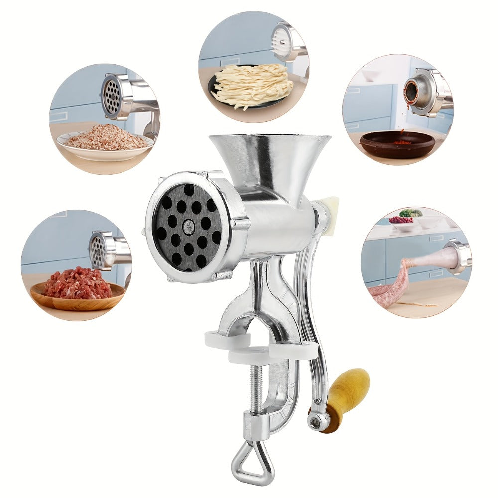 Manual Meat Grinder Hand Crank - Stainless Steel Heavy Duty Mincer & Sausage Maker for Home Kitchen, Hand Operated Food Grinder for Chopping Mixing Cutting, Versatile Kitchen Tool Great Gift Idea