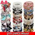 Bohemian Beaded Bracelet Set 24pcs ¨C Multi-Layer Wooden Bead Elastic Bracelets with Butterfly Elephant Tree Pendant, Handmade Colorful Tassel Wristbands for Women Men, Party Gift & Daily Wear