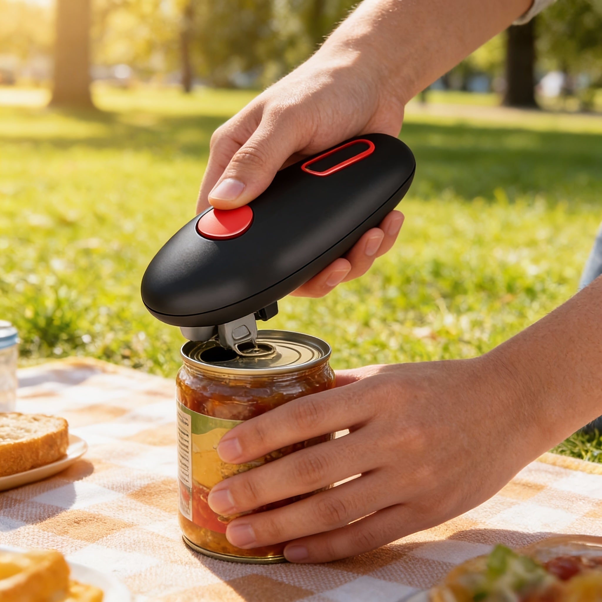 Electric Can Opener Automatic One Touch - Battery Powered Hands-Free Smooth Edge Safe Opener for Seniors Arthritis Weak Hands, Portable Kitchen Gadget for Home Camping RV, Great Gift Idea